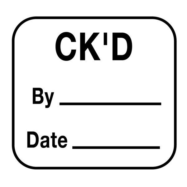 Nevs Label, "Ck'd" 7/8" x 2-1/4" White w/Black CS-0720 - main
